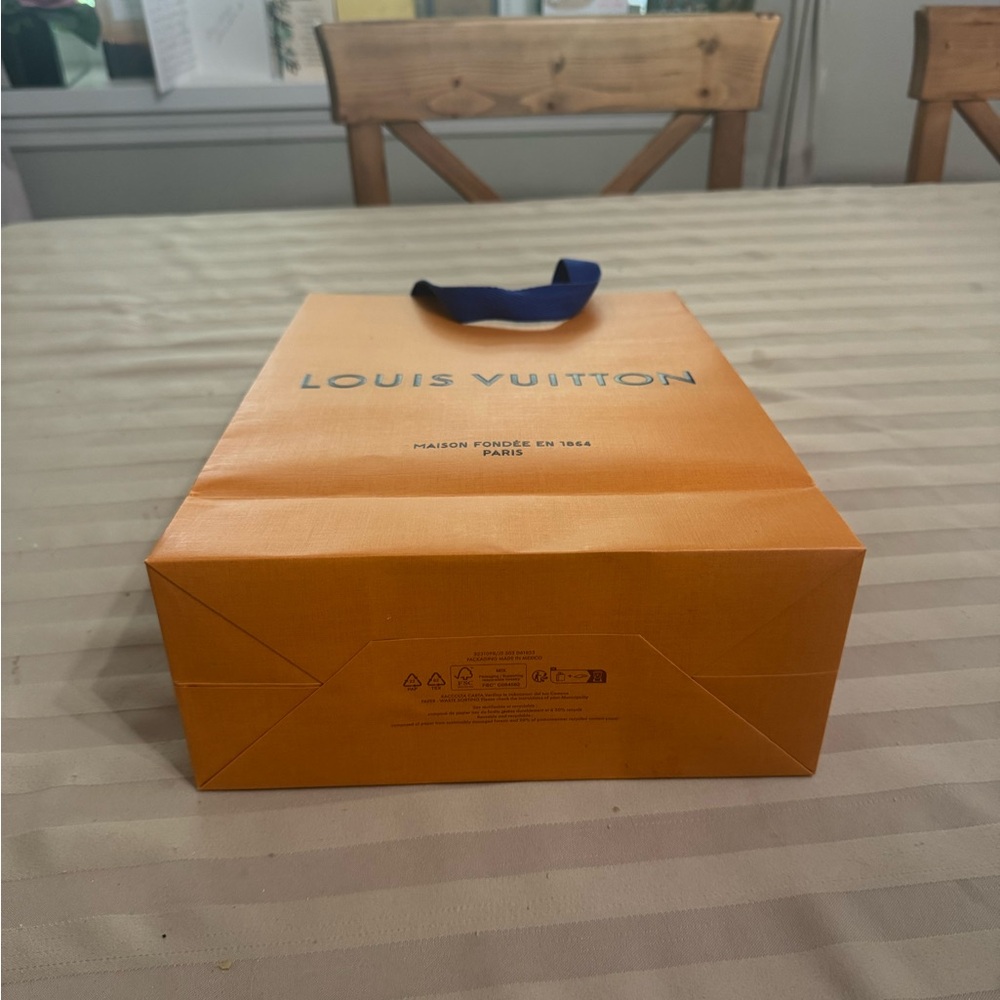 Louis Vuitton Vibrant Orange Bag with Blue Handles - Picture 3 of 3